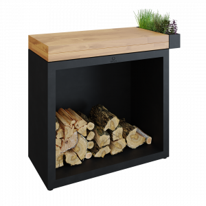 OFYR Butcher Block Storage 90 Black Teak Wood